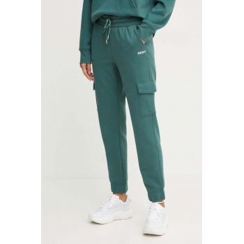 Dkny pantaloni de trening culoarea verde, neted, DP4P3504