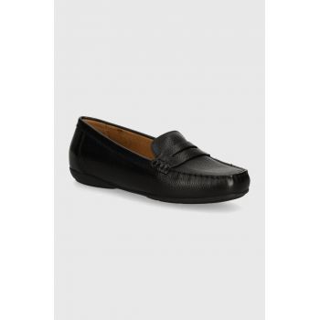 Geox mocasini de piele D ANNYTAH MOC femei, culoarea negru, cu toc plat, D46BMA 00046 C9999