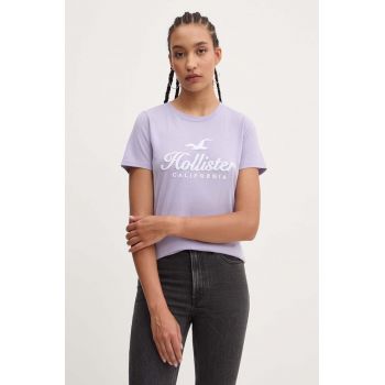 Hollister Co. tricou din bumbac femei, culoarea violet, KI357-3295 ieftin