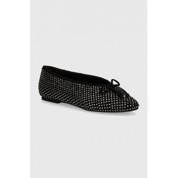 Kurt Geiger London balerini din piele intoarsa Sloane Eagle Ballerina Dr culoarea negru, 2672805209