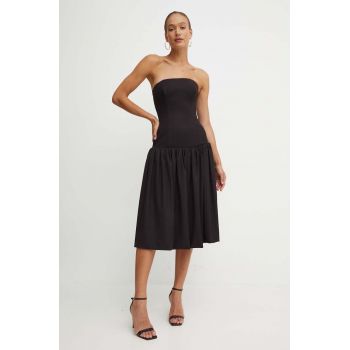 La Mania rochie culoarea negru, midi, evazati, GRAZIE