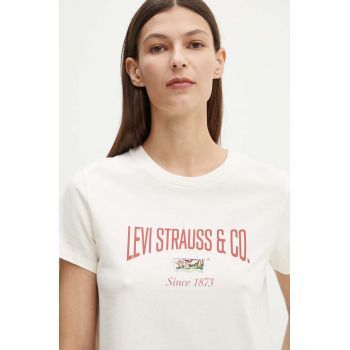 Levi's tricou din bumbac femei, culoarea bej, 17369