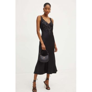 Luisa Spagnoli rochie GESSO culoarea negru, midi, evazati, 541223