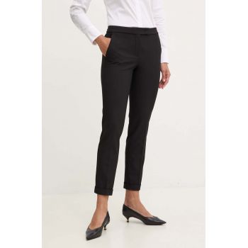 MAX&Co. pantaloni femei, culoarea negru, drept, medium waist, 2428136014200