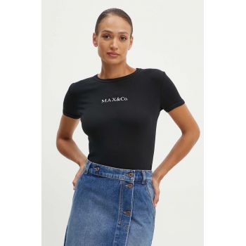 MAX&Co. tricou din bumbac femei, culoarea negru, 2428976014200