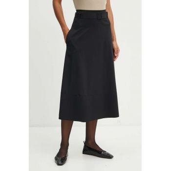 Max Mara Leisure fusta culoarea negru, midi, evazati, 2426776017600