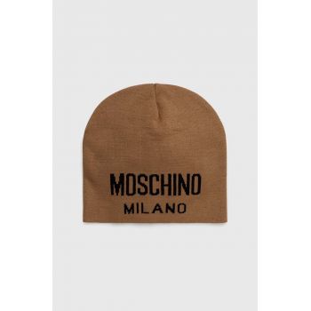 Moschino caciula de lana culoarea maro, de lana, din tesatura neteda, M5802 60016 ieftina