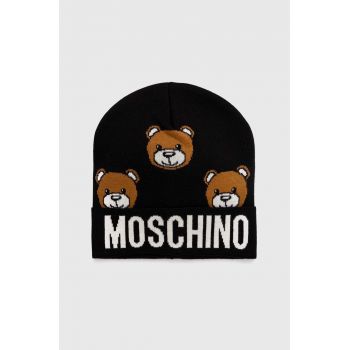 Moschino caciula de lana culoarea negru, de lana, din tesatura neteda, M3183 65433