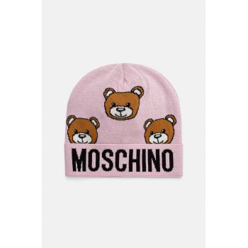 Moschino caciula de lana culoarea roz, de lana, din tesatura neteda, M3183 65433