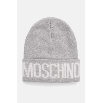 Moschino caciula din amestec de lana culoarea gri, din tricot gros, M5672 60102