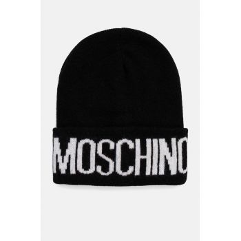 Moschino caciula din amestec de lana culoarea negru, din tricot gros, M5672 60102