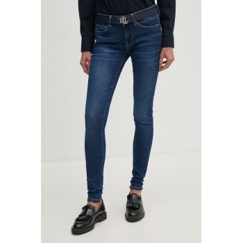 Pepe Jeans jeansi SKINNY JEANS LW femei, culoarea albastru marin, PL204583DP6