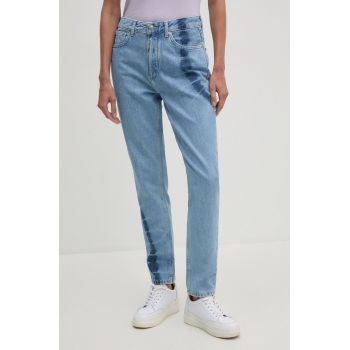 Pepe Jeans jeansi TAPERED JEANS HW TIE DYE femei high waist, PL204714