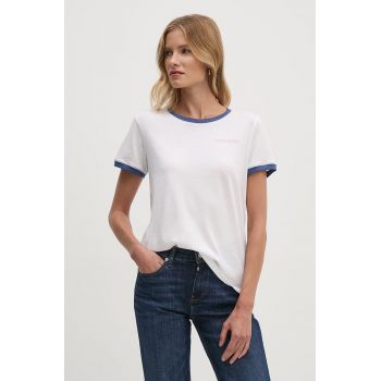 Pepe Jeans tricou din bumbac ELISE femei, culoarea alb, PL505878