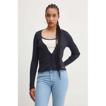 Superdry cardigan din bumbac culoarea albastru marin, light, W6011953A-98T