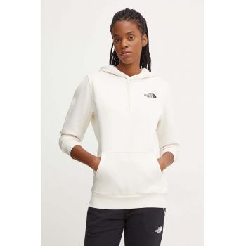 The North Face bluza Simple Dome Hoodie femei, culoarea bej, cu glugă, cu imprimeu, NF0A89EYQLI1