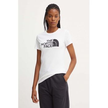 The North Face tricou din bumbac Easy Tee femei, culoarea alb, NF0A8A6DFN41