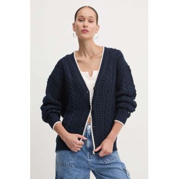 Tommy Jeans cardigan femei, culoarea albastru marin, light, DW0DW18521