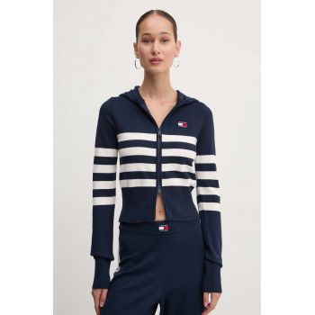 Tommy Jeans cardigan femei, culoarea albastru marin, light, DW0DW18524