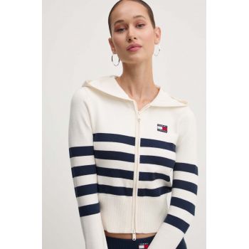 Tommy Jeans cardigan femei, culoarea bej, light, DW0DW18524