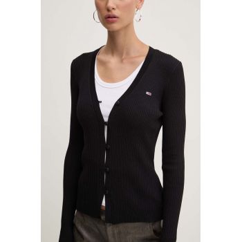 Tommy Jeans cardigan femei, culoarea negru, light, DW0DW18517