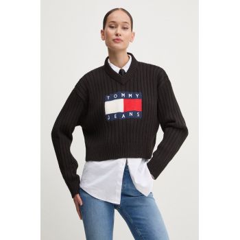 Tommy Jeans pulover femei, culoarea negru, light, DW0DW18528