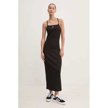 Tommy Jeans rochie culoarea negru, maxi, mulata, DW0DW18579