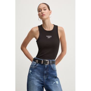 Tommy Jeans top femei, culoarea negru, DW0DW18408