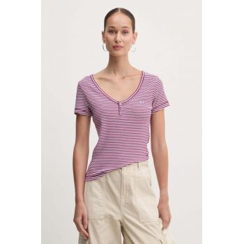 Tommy Jeans tricou femei, culoarea violet, DW0DW18429