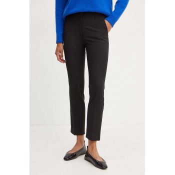 Weekend Max Mara pantaloni de lana culoarea negru, mulata, high waist, 2425136051600