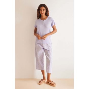 women'secret pijamale de bumbac COTTON SET culoarea violet, bumbac, 3598026