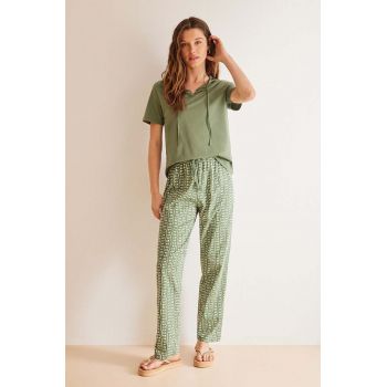 women'secret pijamale de bumbac DAILY BOHO culoarea verde, bumbac, 3598023