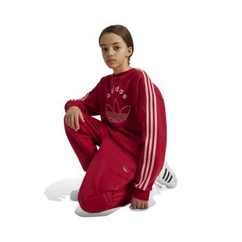 adidas Originals bluza copii CREW culoarea rosu, cu imprimeu, IY9548