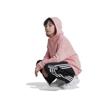 adidas Originals hanorac de bumbac pentru copii HOODIE culoarea portocaliu, cu glugă, neted, IX7615