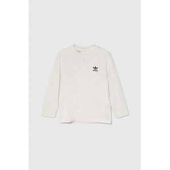 adidas Originals hanorac de bumbac pentru copii LONG SLEEVE culoarea alb, cu imprimeu, IX9823