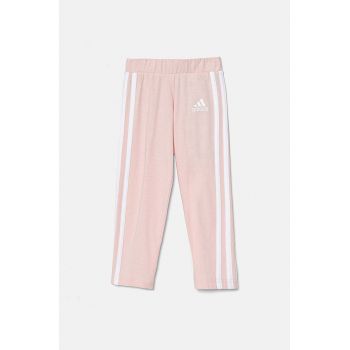 adidas pantaloni de trening pentru copii LK 3S TIGHT culoarea roz, cu imprimeu, IX7356