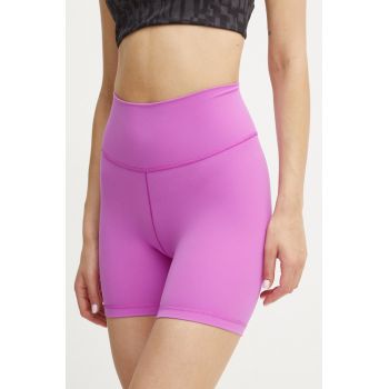 adidas Performance pantaloni scurți de yoga All Me culoarea roz, neted, high waist, IX0186