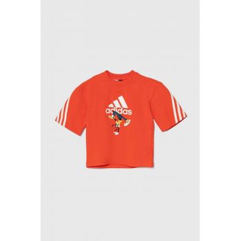 adidas tricou copii x Disney, LK DY MM T culoarea portocaliu, cu imprimeu, IV9631