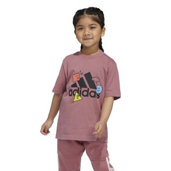 adidas tricou de bumbac pentru copii POS TABLE LK culoarea roz, cu imprimeu, IZ0444