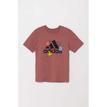 adidas tricou de bumbac pentru copii POS TABLE LK culoarea roz, cu imprimeu, IZ0444