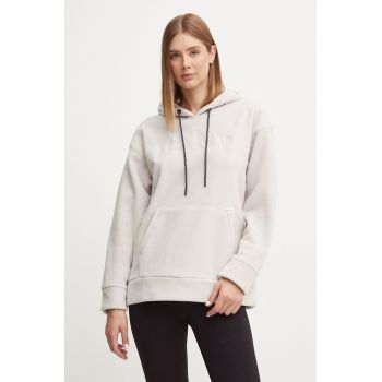 Dkny hanorac fleece culoarea bej, cu glugă, neted, DP4T9949