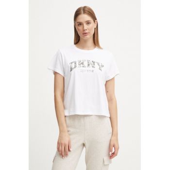 Dkny tricou din bumbac femei, culoarea alb, DP4T9991