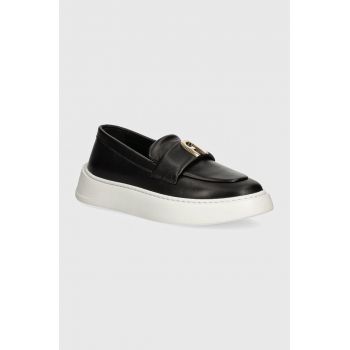 Furla mocasini de piele Loafer femei, culoarea negru, cu platforma, YI08SPT BX3245 O6000