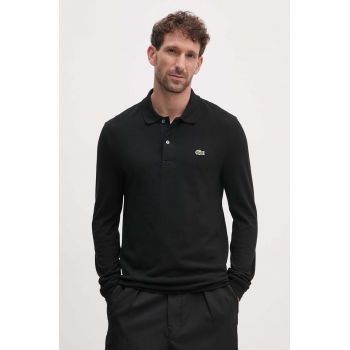 Lacoste longsleeve din bumbac culoarea negru, neted, PH4013