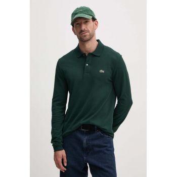 Lacoste longsleeve din bumbac culoarea verde, neted, PH4013