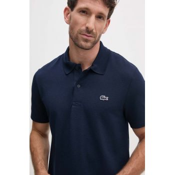 Lacoste tricou polo barbati, culoarea albastru marin, neted, DH5522