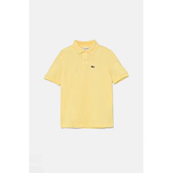 Lacoste tricouri polo din bumbac pentru copii culoarea galben, neted