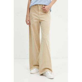 Levi's pantaloni femei, culoarea bej, lat, high waist, A8697