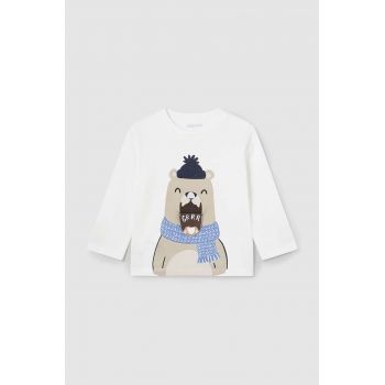 Mayoral longsleeve din bumbac pentru bebeluși culoarea bej, cu imprimeu, 2035