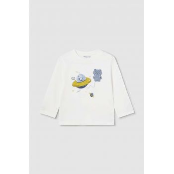 Mayoral longsleeve din bumbac pentru bebeluși culoarea bej, cu imprimeu, 2042